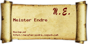 Meister Endre névjegykártya